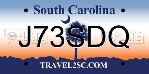 J73SDQ South Carolina License Plate