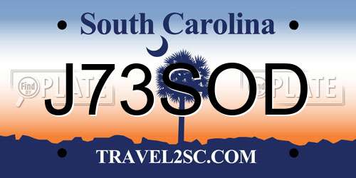 J73SOD South Carolina License Plate