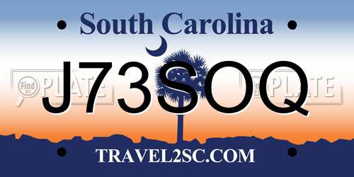 J73SOQ South Carolina License Plate