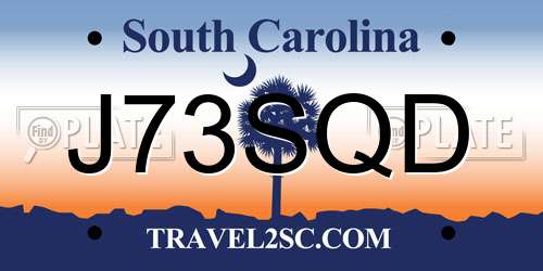 J73SQD South Carolina License Plate