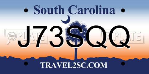 J73SQQ South Carolina License Plate
