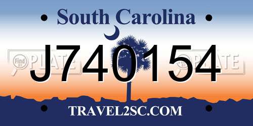 J740154 South Carolina License Plate