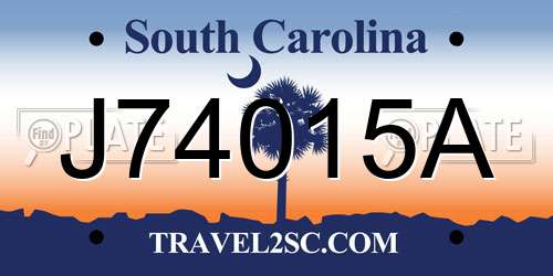 J74015A South Carolina License Plate