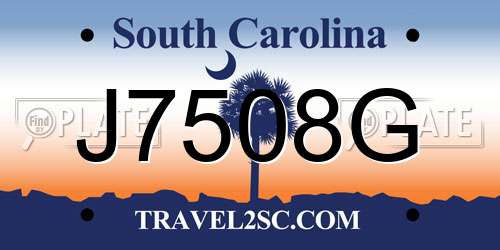 J7508G South Carolina License Plate