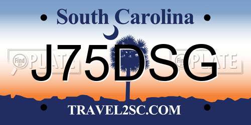 J75DSG South Carolina License Plate