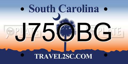 J75OBG South Carolina License Plate
