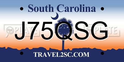 J75QSG South Carolina License Plate