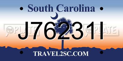 J76231I South Carolina License Plate