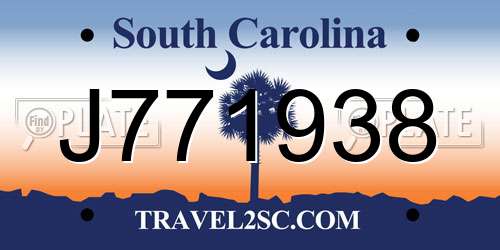 J771938 South Carolina License Plate