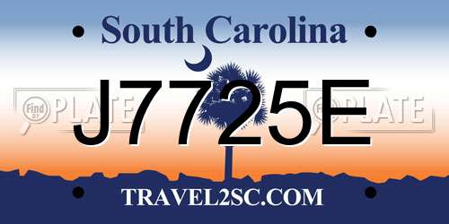 J7725E South Carolina License Plate