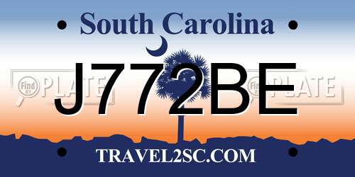 J772BE South Carolina License Plate