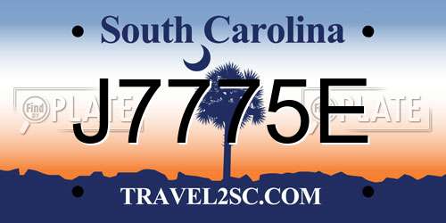 J7775E South Carolina License Plate