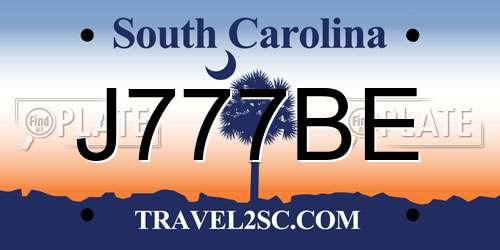 J777BE South Carolina License Plate