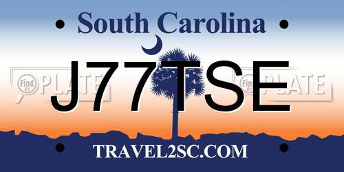 J77TSE South Carolina License Plate