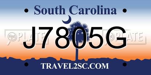 J7805G South Carolina License Plate