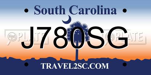 J780SG South Carolina License Plate