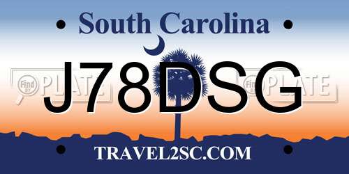 J78DSG South Carolina License Plate