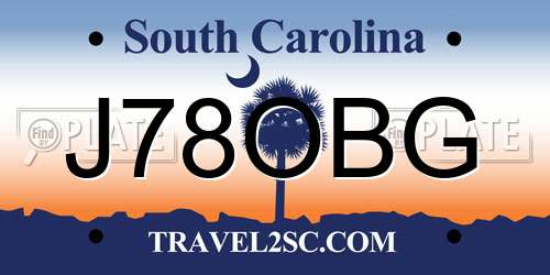 J78OBG South Carolina License Plate