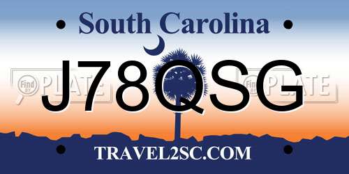 J78QSG South Carolina License Plate