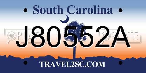 J80552A South Carolina License Plate