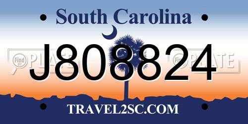 J808824 South Carolina License Plate