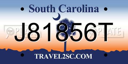 J81856T South Carolina License Plate