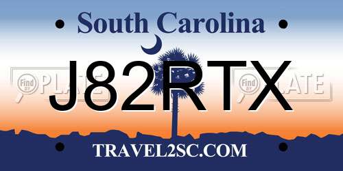 J82RTX South Carolina License Plate