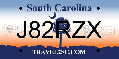 J82RZX South Carolina License Plate