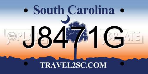 J8471G South Carolina License Plate