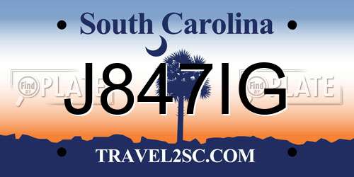 J847IG South Carolina License Plate
