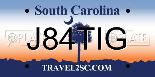 J84TIG South Carolina License Plate