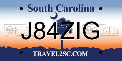 J84ZIG South Carolina License Plate