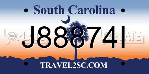 J88874I South Carolina License Plate