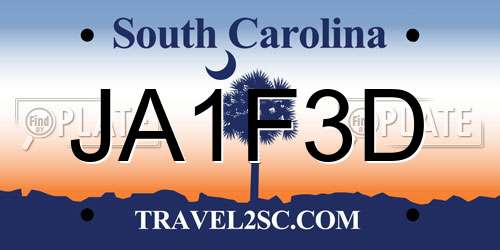 JA1F3D South Carolina License Plate