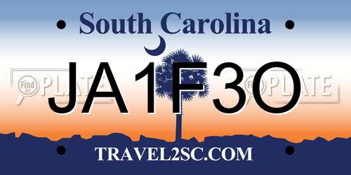 JA1F3O South Carolina License Plate