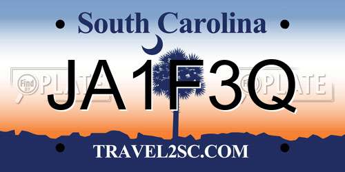 JA1F3Q South Carolina License Plate