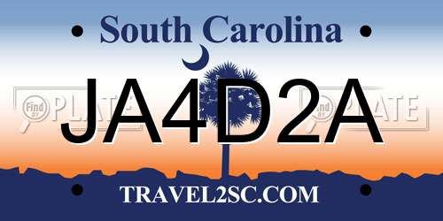 JA4D2A South Carolina License Plate