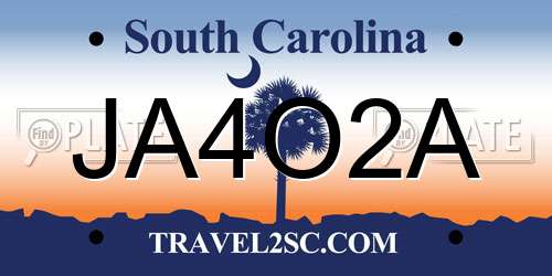 JA4O2A South Carolina License Plate