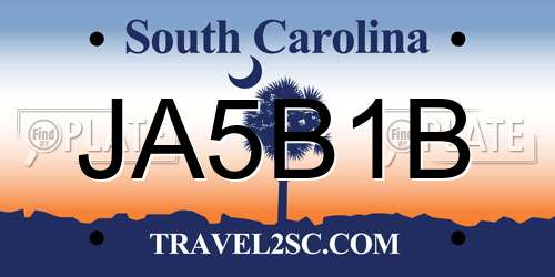 JA5B1B South Carolina License Plate