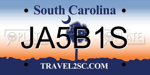 JA5B1S South Carolina License Plate