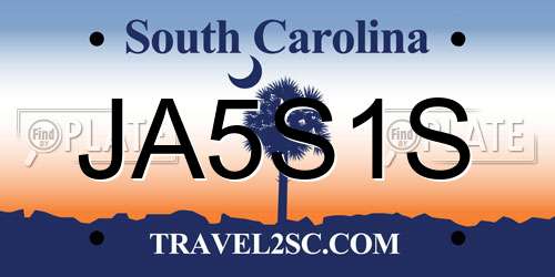 JA5S1S South Carolina License Plate