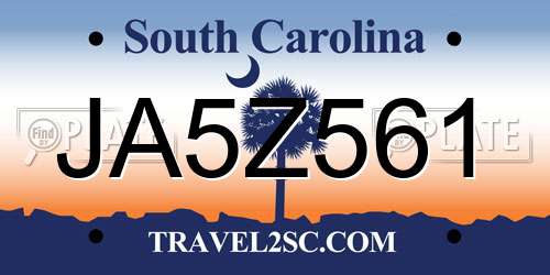 JA5Z561 South Carolina License Plate