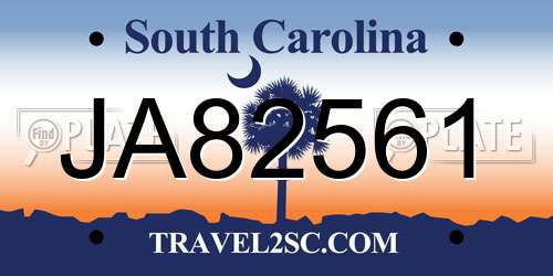 JA82561 South Carolina License Plate