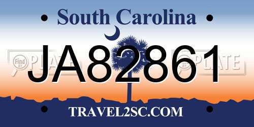 JA82861 South Carolina License Plate