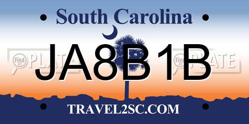 JA8B1B South Carolina License Plate