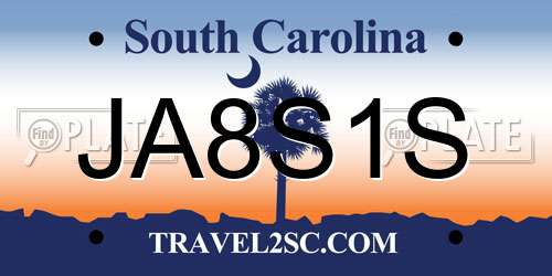 JA8S1S South Carolina License Plate