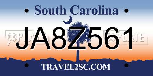 JA8Z561 South Carolina License Plate
