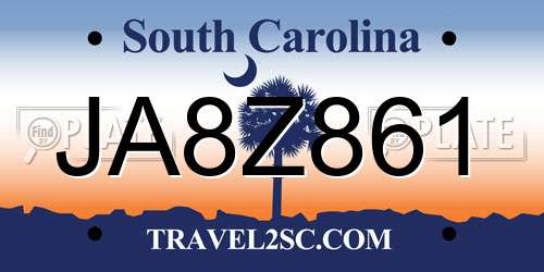 JA8Z861 South Carolina License Plate