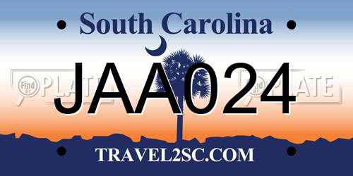 JAA024 South Carolina License Plate