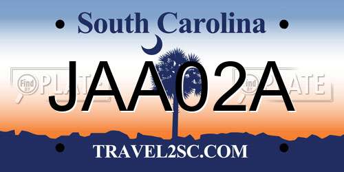 JAA02A South Carolina License Plate